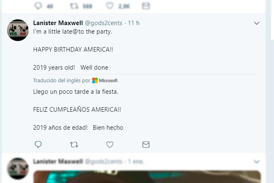 En Twitter creen que el año 2019 es aniversario de USA
